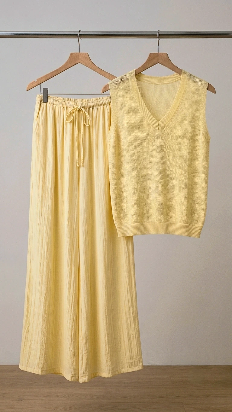 Conjunto de pantalón y camiseta amarillo